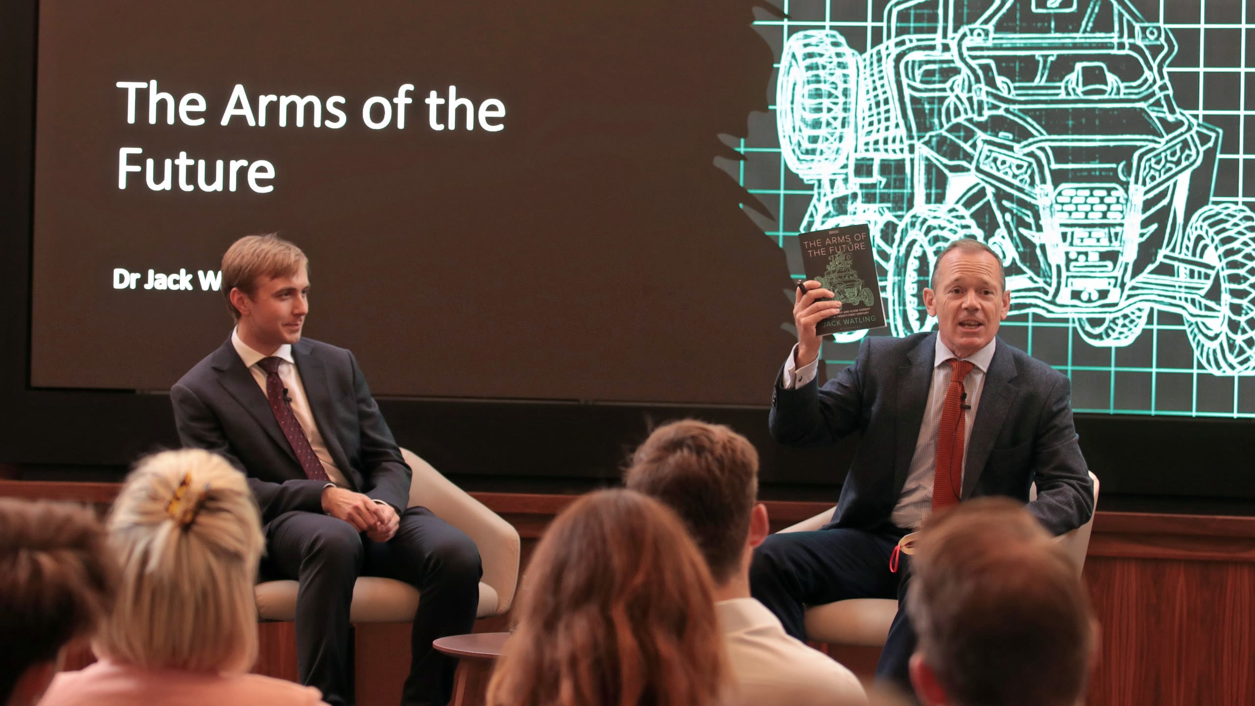 Dr Jack Watling and Dr Peter Roberts at The Arms of the Future book launch